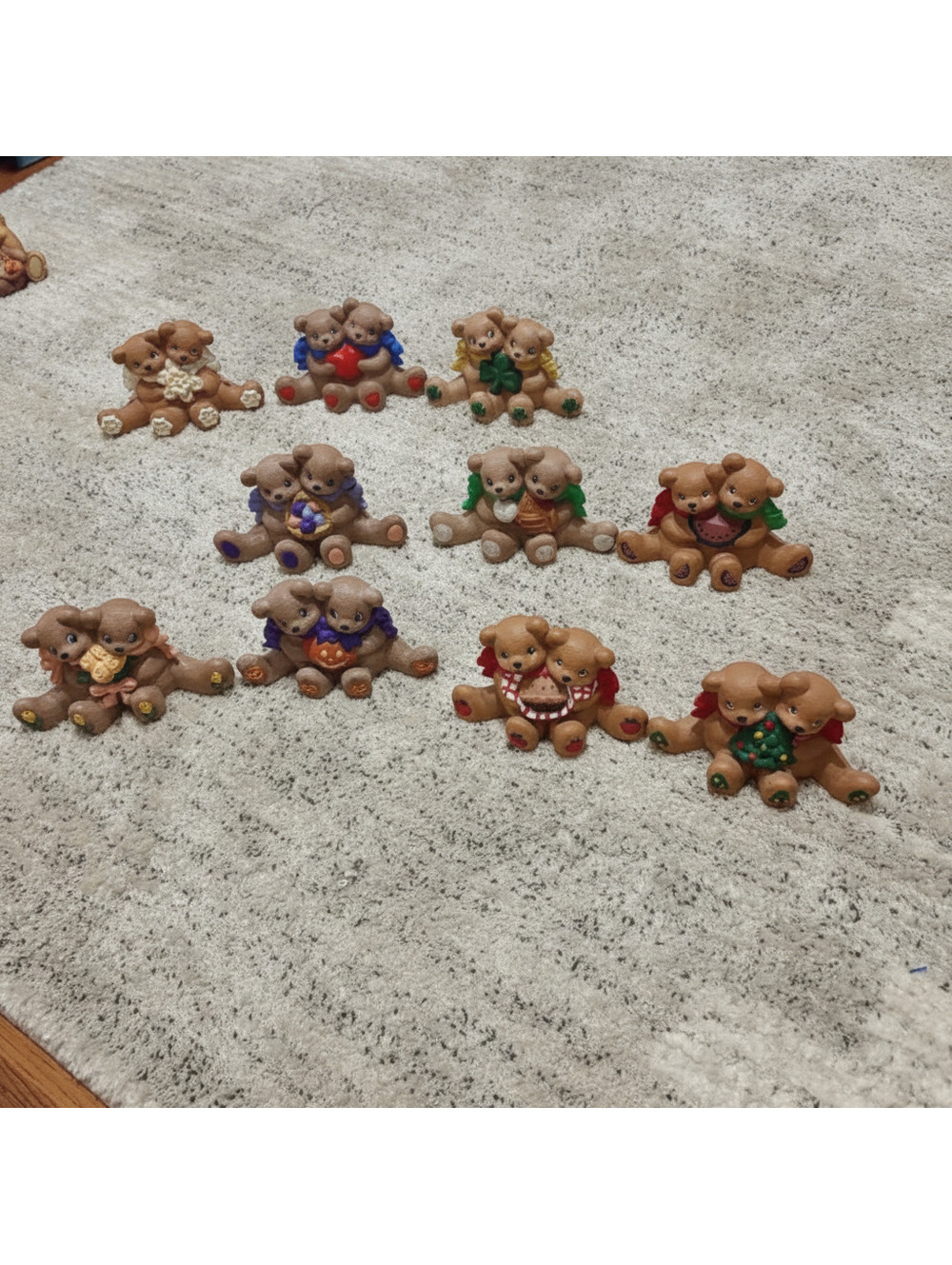 Set of 10 Vintage Ceramic Bear Figurines with Seasonal Themes